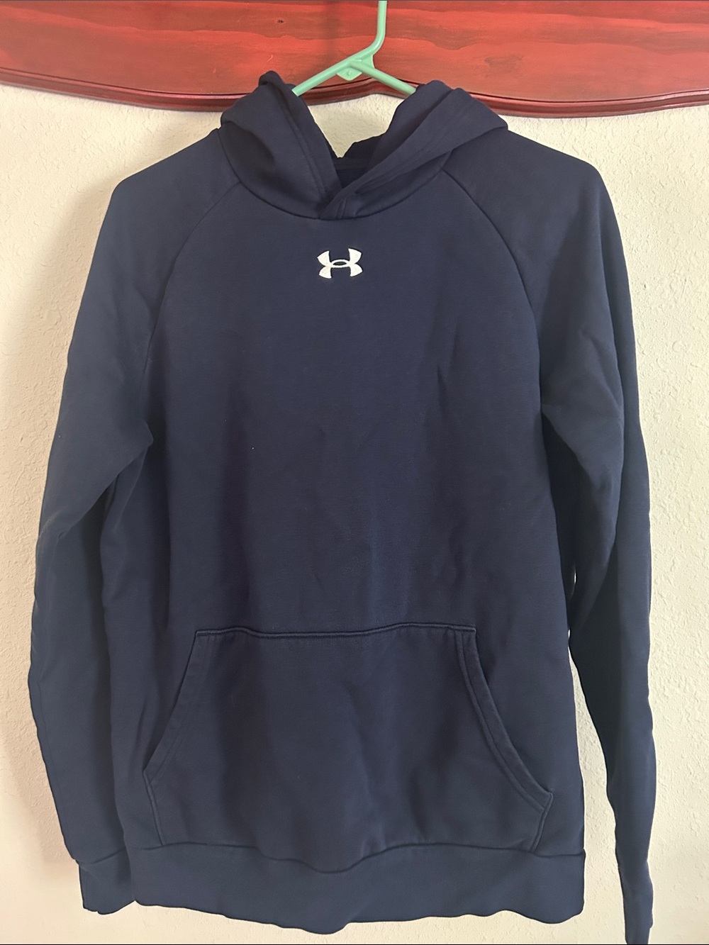 Under Armour Navy Pullover Hoodie with White Logo